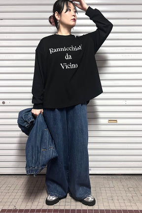 Anna kerry (アンナケリー)刺繍段ロゴロンTee 85243903　ブラック