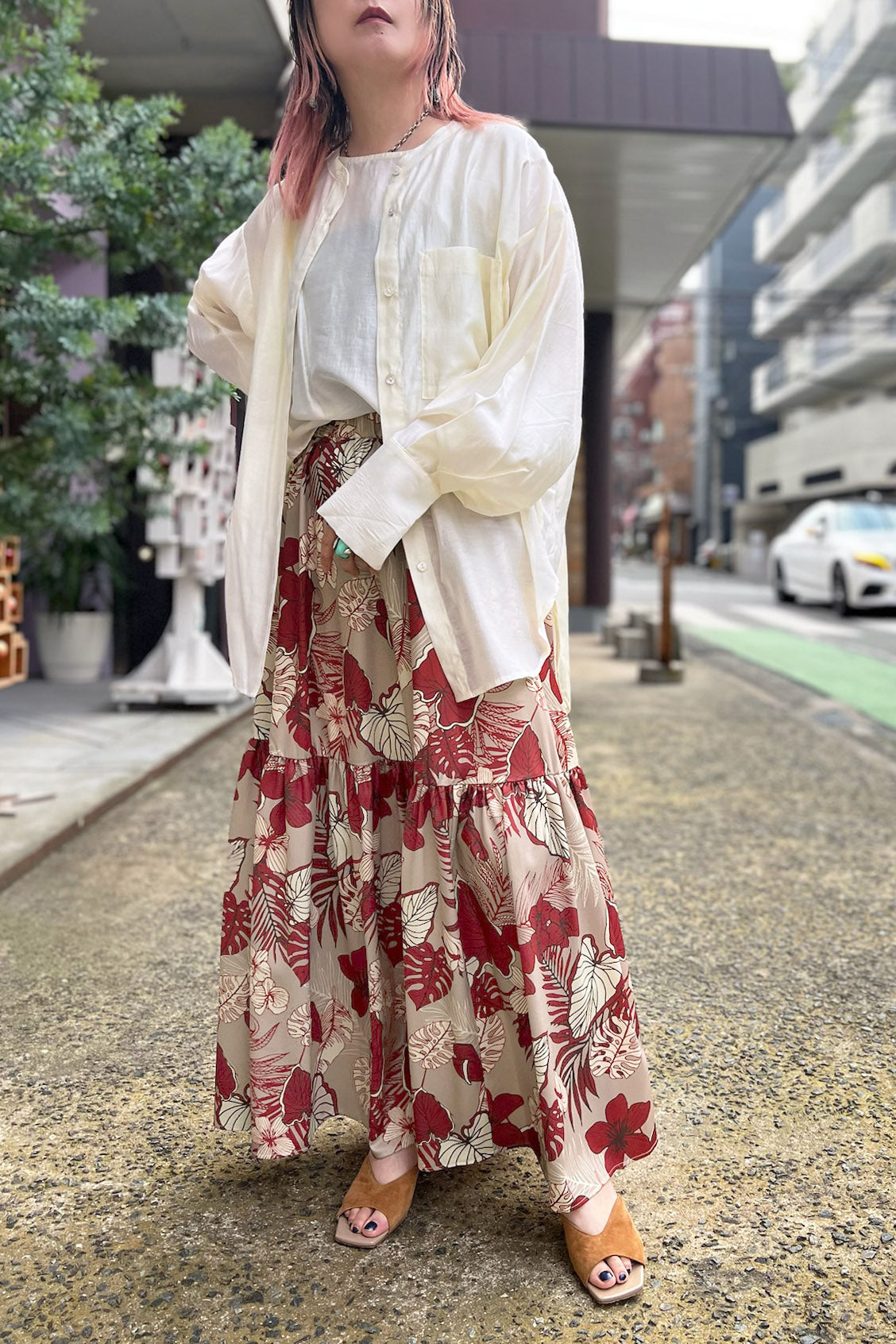 CHIGNON (シニヨン)オリジナルプリントスカート　ベージュ